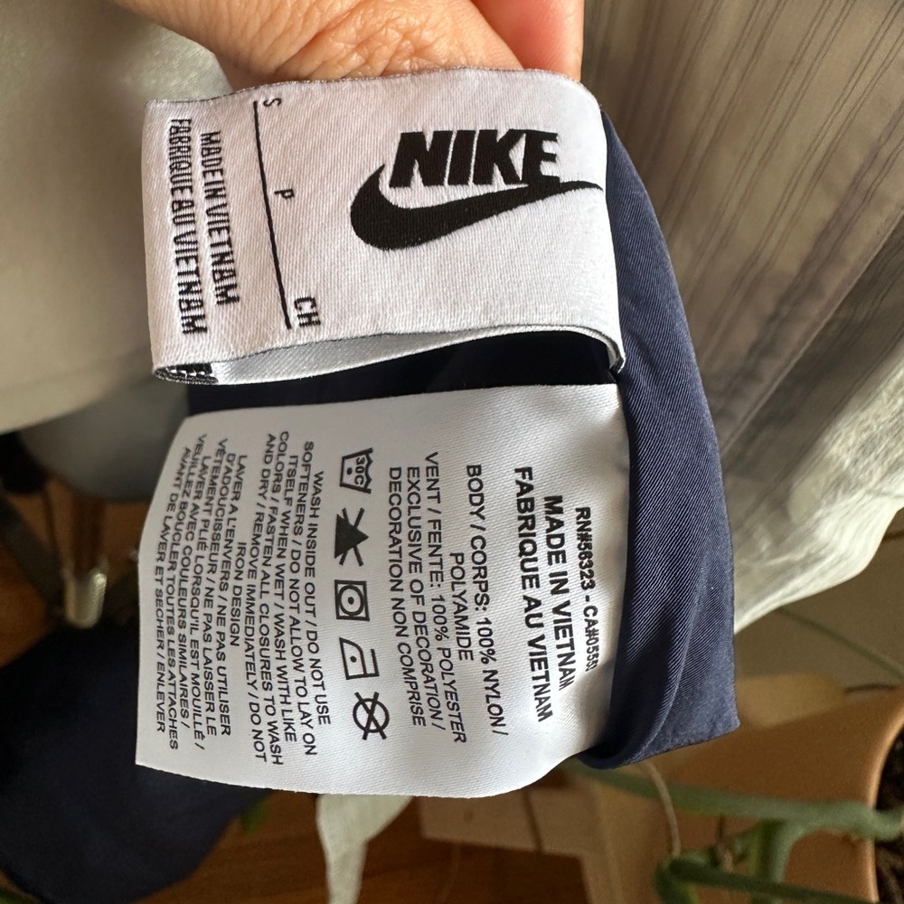 Nike Air x Kim Jones Trench Coat size S reversible navy pinstripe fishtail - Picture 13 of 13